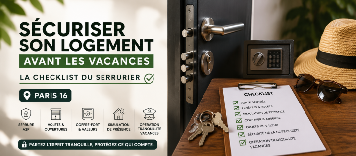 sécuriser son logement à paris 16 avant les vacances